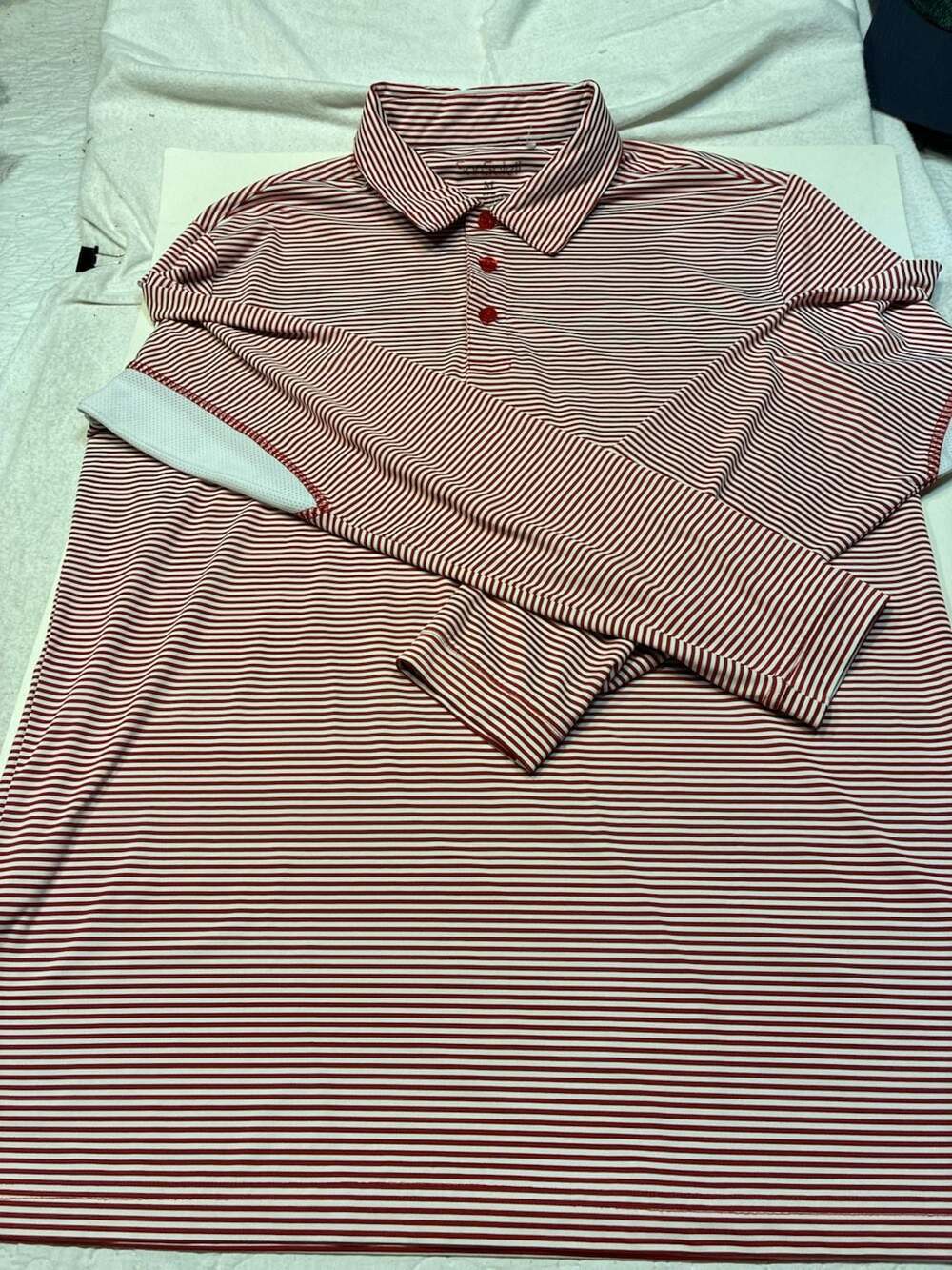 SanSoleil Men's Striped UV 50 Performance Golf Polo Shirt